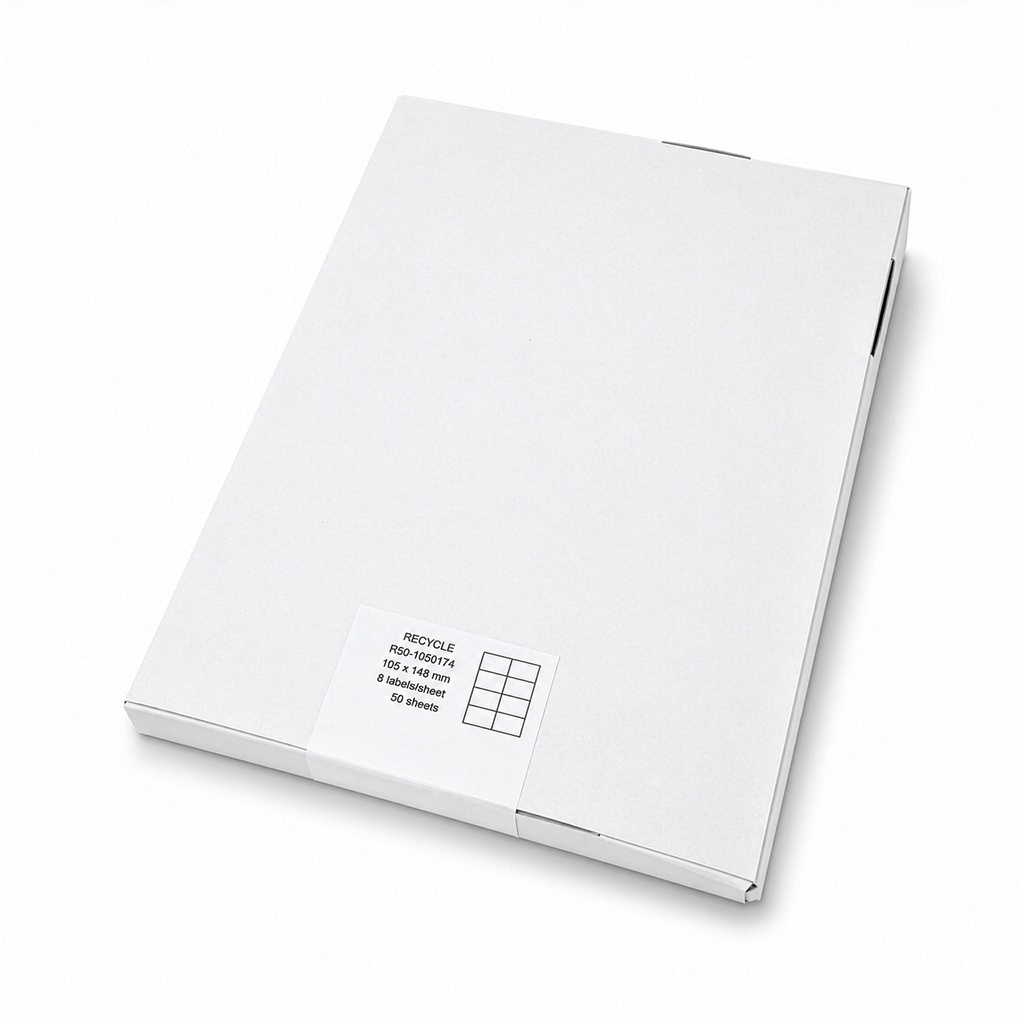 [84820] Etiket Rillprint gerecycled 105x74mm wit 400st