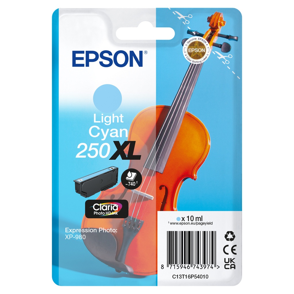 [C13T16P54010] Inktcartridge Epson 250XL T16P54 licht blauw