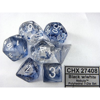 [CHX-27408] Dobbelsteen Chessex  Polydice Black/white set 7 st