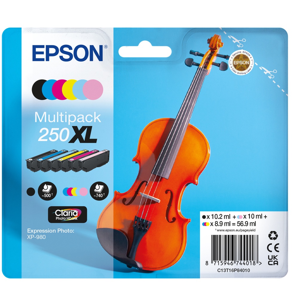 [C13T16P84010] Inktcartridge Epson 250XL T16P84 zwart + 5 kleuren