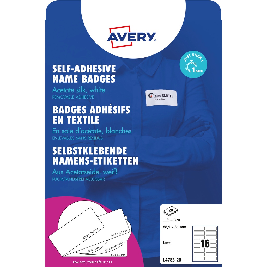 [4004182147832] Naambadge Avery L4783-20 88.9x31mm 320st