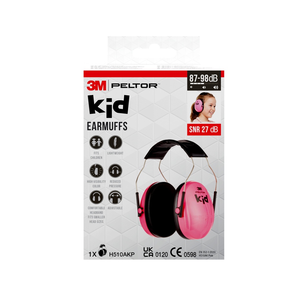 Oorkap 3M Peltor voor kind H510AK 87-98 dB roze