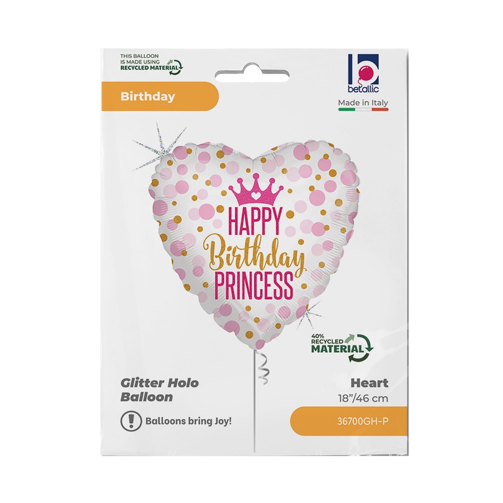 [36700GH] Folieballon Birthday prinses 45cm
