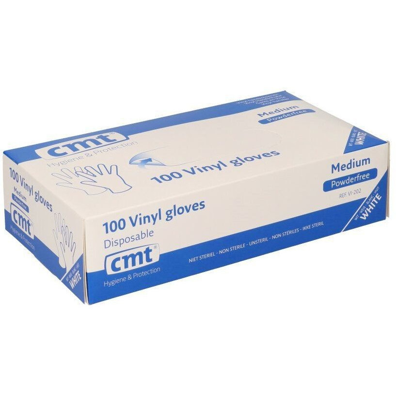[VI202] Handschoen CMT M vinyl poedervrij wit 100 stuks