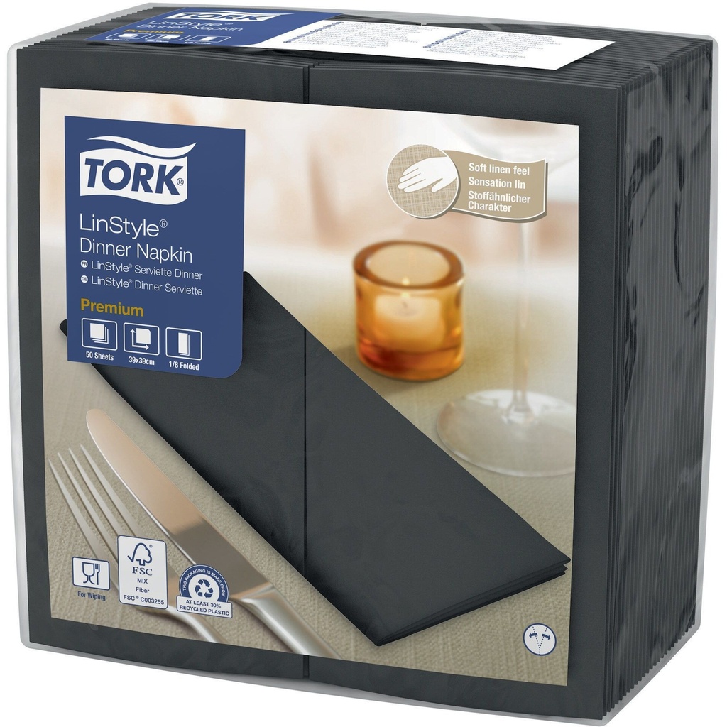 [478196] Dinerservet Tork Linstyle Premium zwart 478196