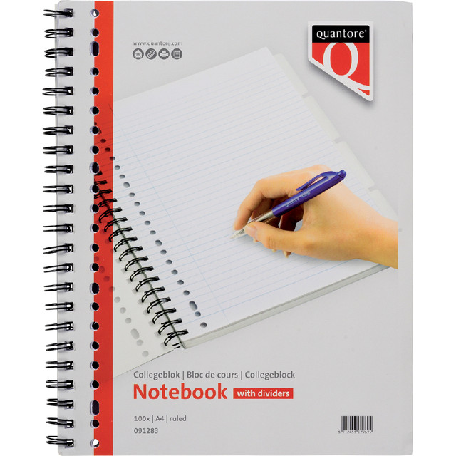 Collegeblok Quantore A4 lijn 23-gaats 4tabs 200pg