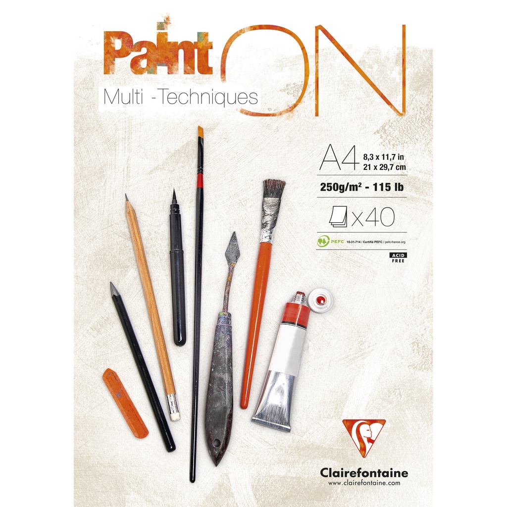 Tekenblok Clairefontaine Paint On A4 40 vel 250g