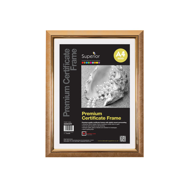 [GDA4CERT] Fotolijst Seco A4 goud plexiglas