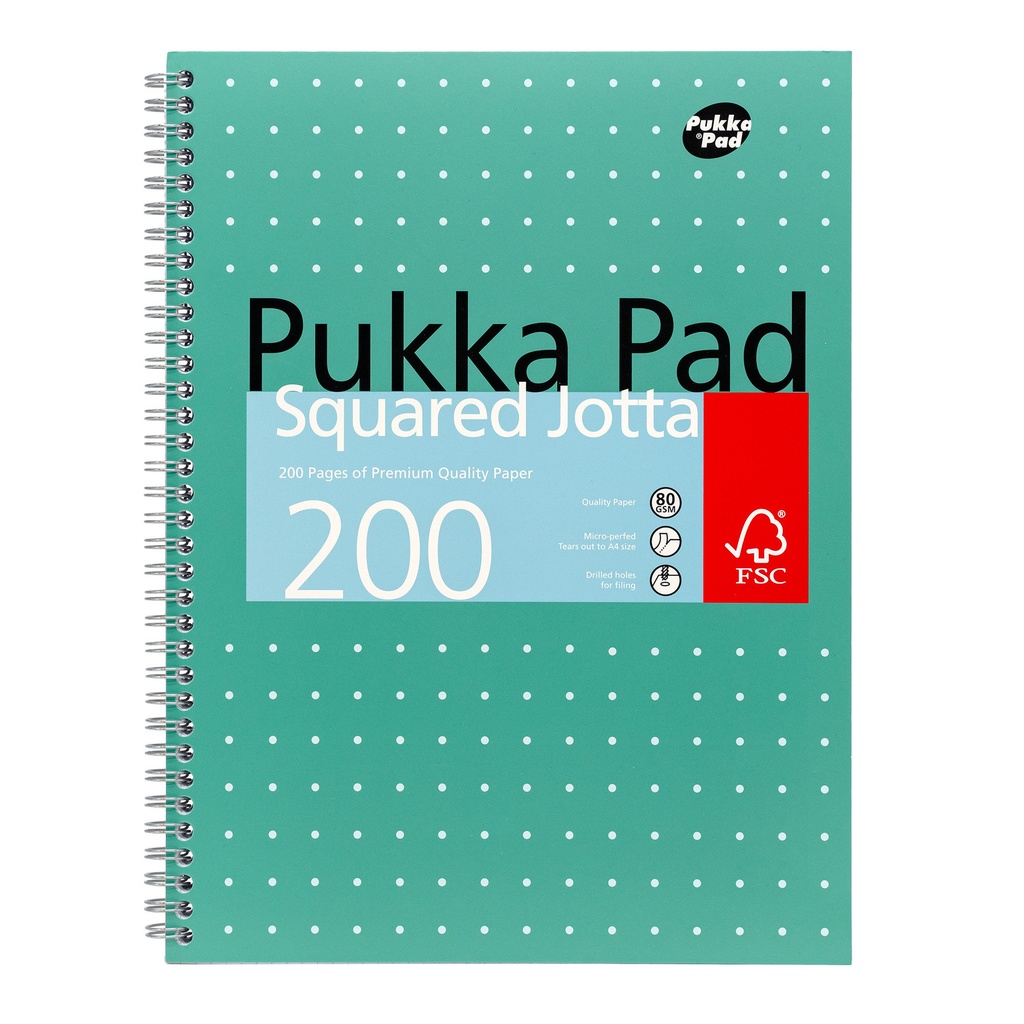 [JM018SQ] Collegeblok Pukka Jotta A4 rt 5x5 4-g 200pags gn