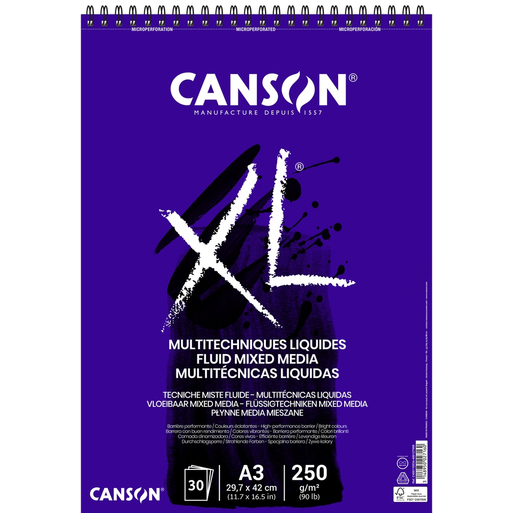 Mixed mediapapier Canson XL 250gr A3 extra wit
