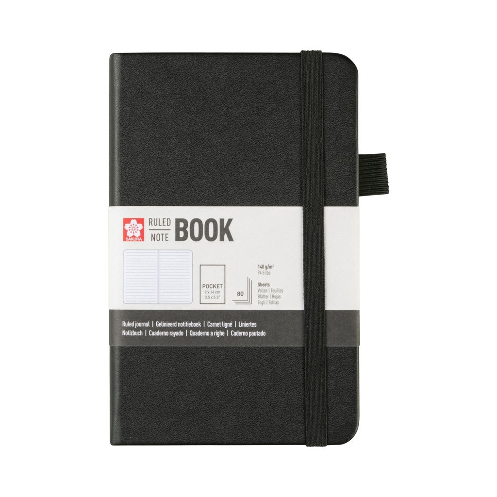 Notitieboek Sakura pocket lijn zwart