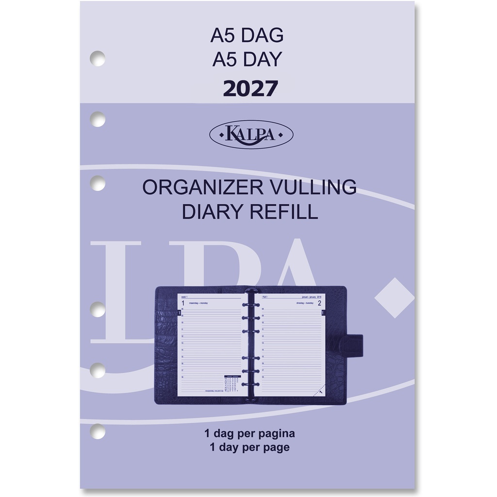 Agendavulling 2027 Kalpa A5 1dag/1pagina