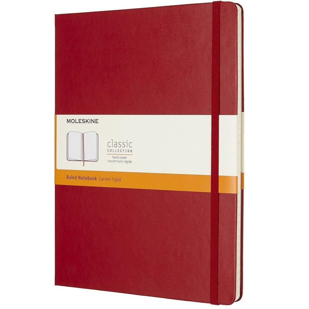 Notitieboek Moleskine XL 190x250mm ln hc scarl rd