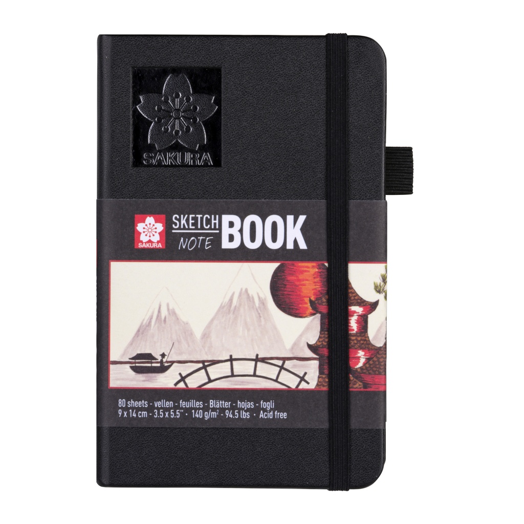 Schetsboek Sakura 80 witte vellen 90x140mm zwart