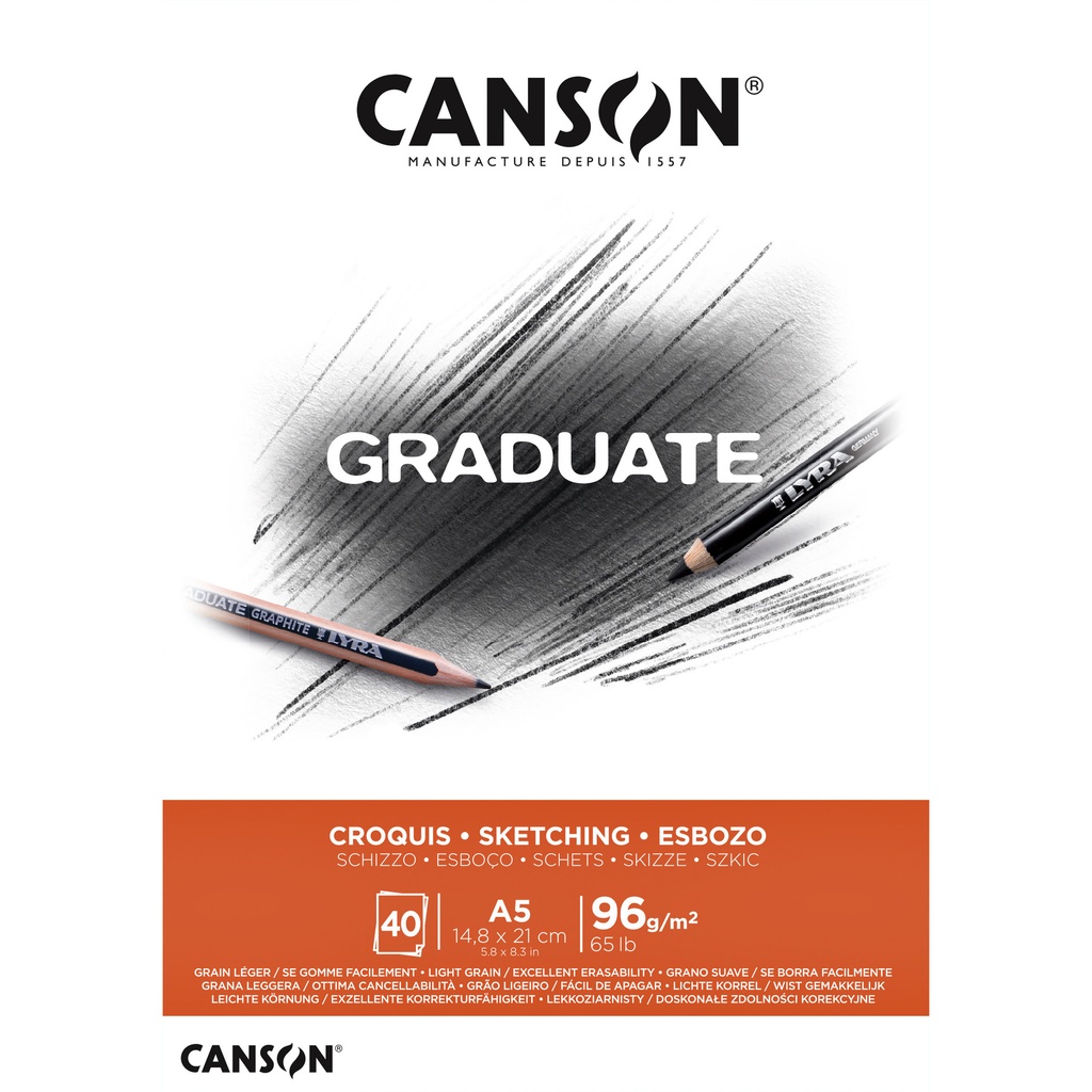 Schetspapier Canson Graduate Sketch 96gr A5 wit