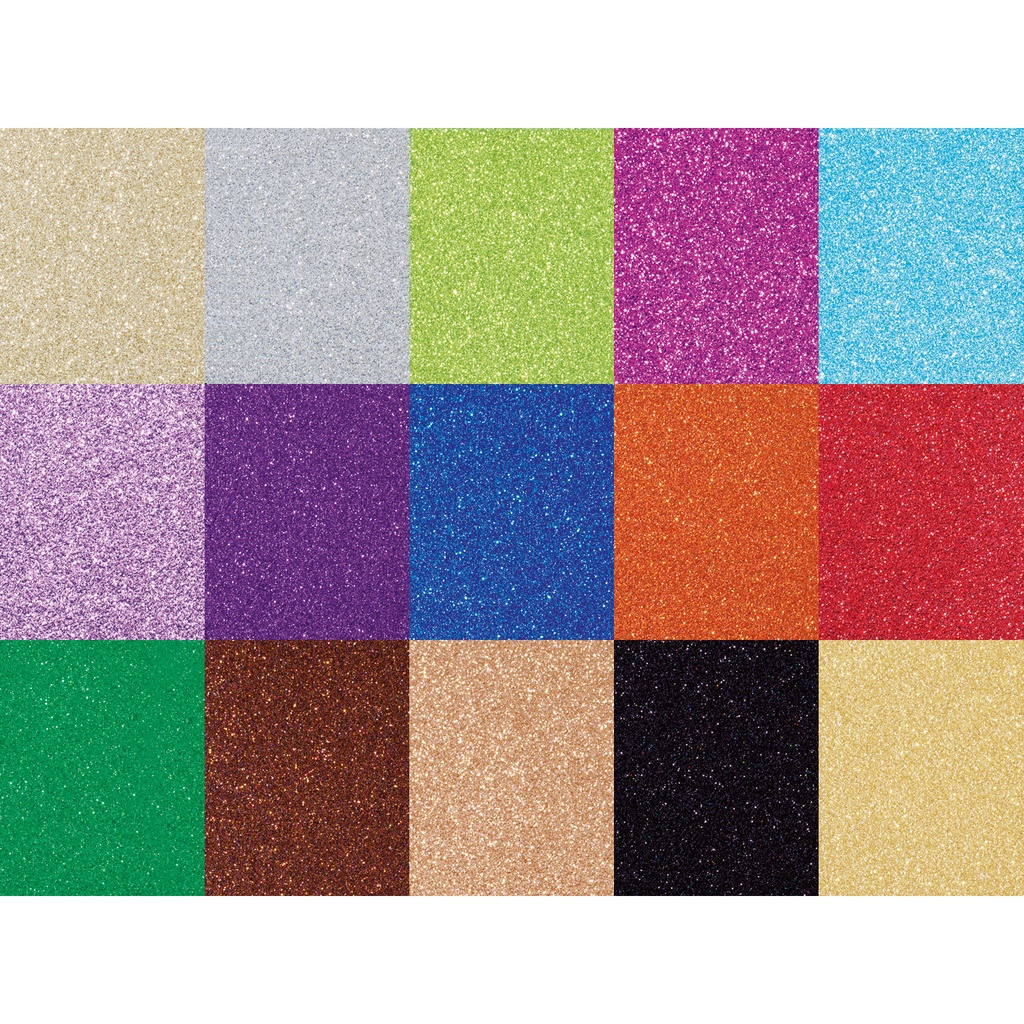 Glitterkarton Folia 50x70cm 300gr 15vel 15kleuren