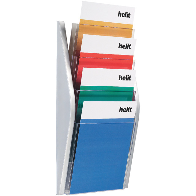 [H 62701-00] Folderhouder Helit wand 4x A4 zilver