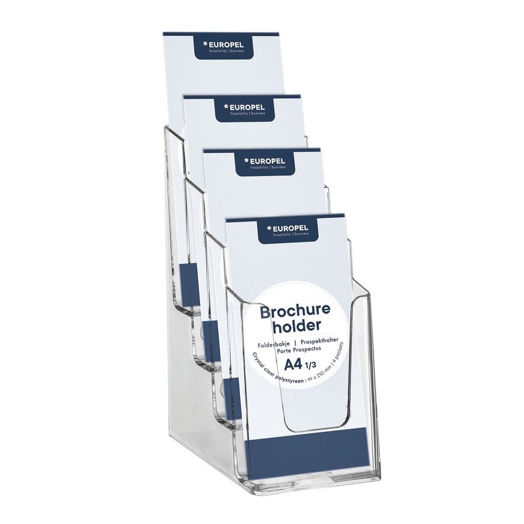 [350102] Folderhouder Europel 4 vaks 1/3 A4 acryl