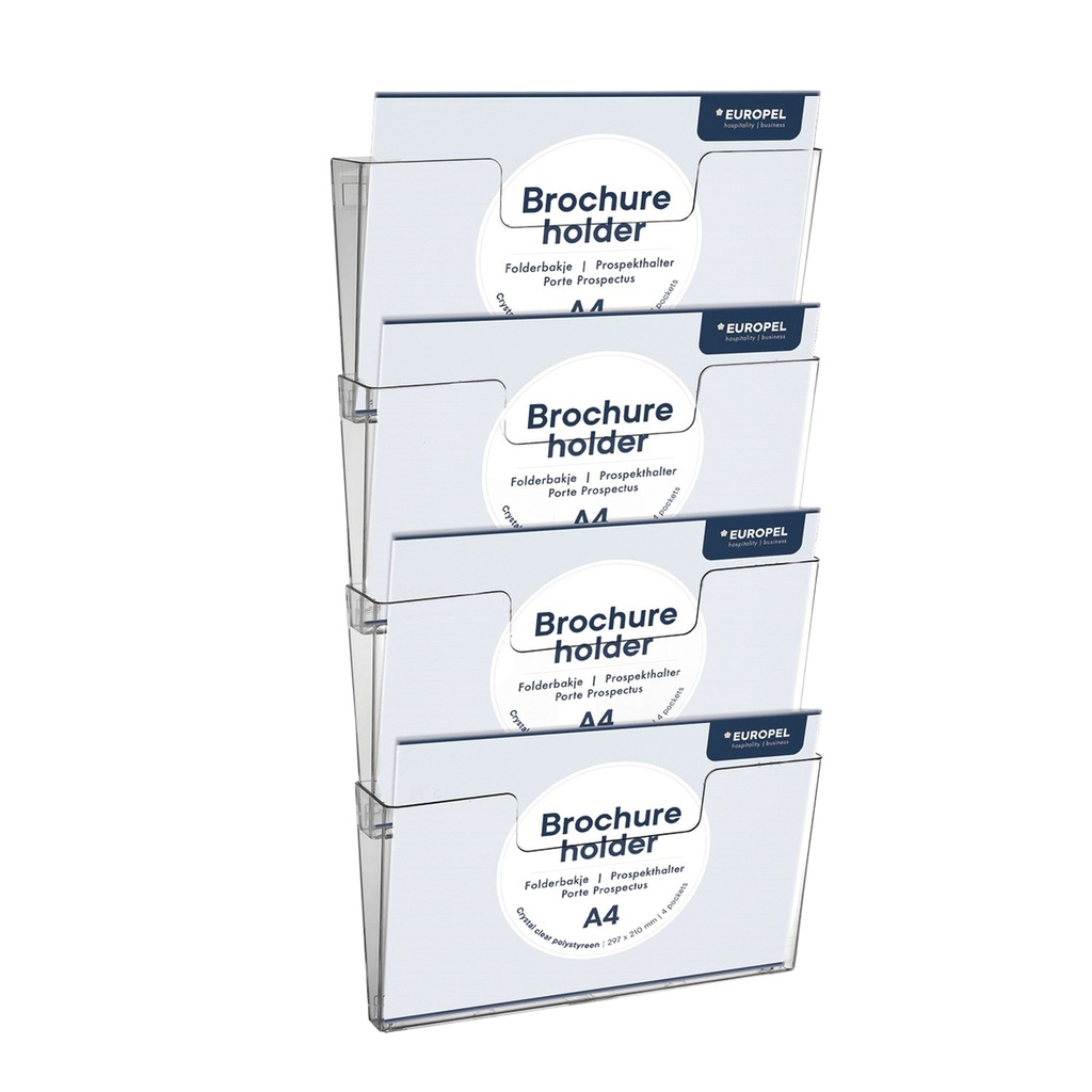 [350104] Folderhouder Europel A4 wand liggend koppelb acryl
