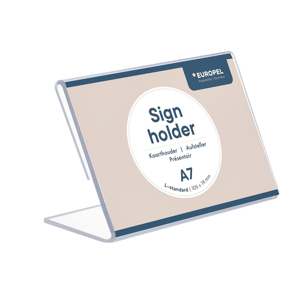 [350126] Kaarthouder Europel A7 L-standaard liggend acryl