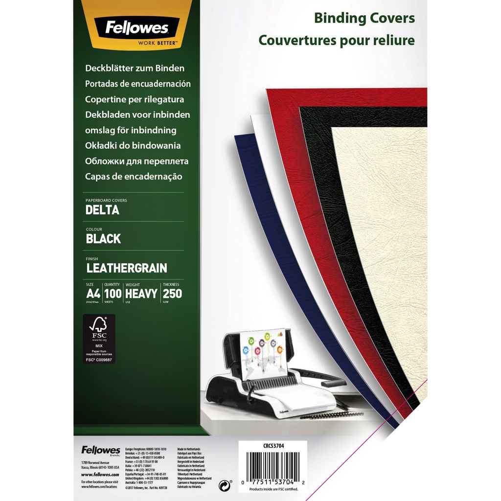 [53704] Voorblad Fellowes A4 lederlook zwart