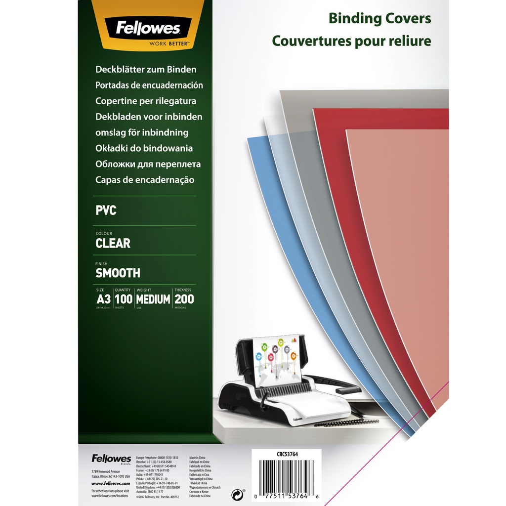 [53764] Voorblad Fellowes A3 PVC 200micron