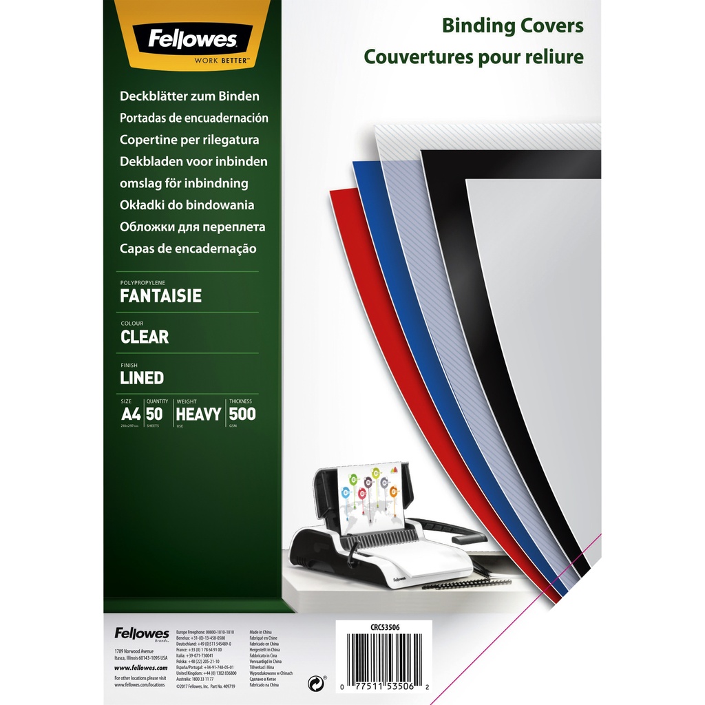 [5350601] Voorblad Fellowes A4 Fantasia PP 500micron transp
