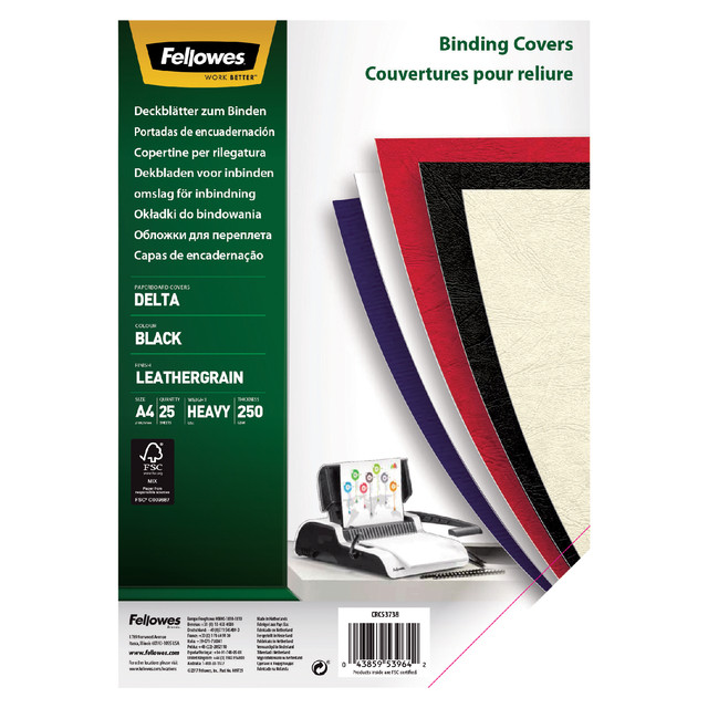 [53738] Voorblad Fellowes A4 lederlook zwart