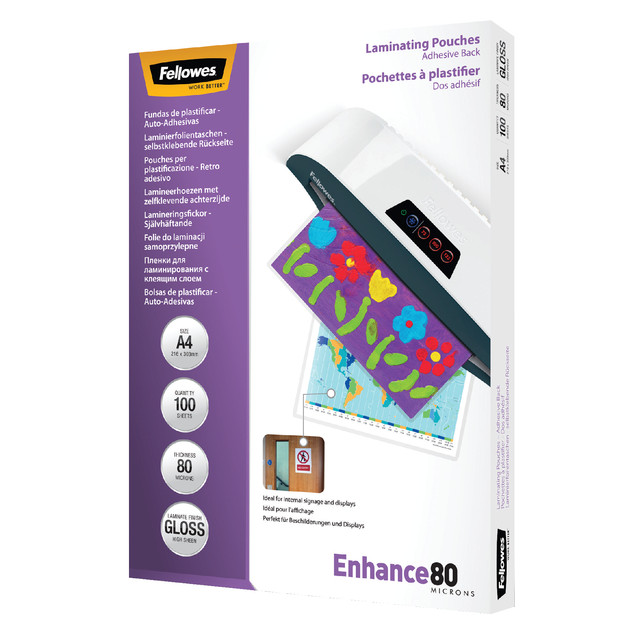 [5302202] Lamineerhoes Fellowes zelfklevend A4 2x80micron