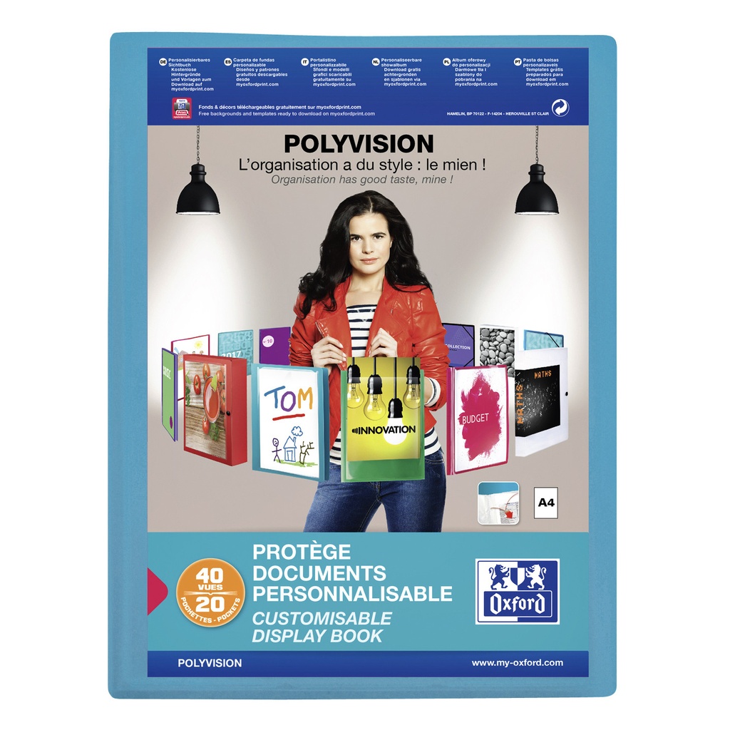 Showalbum Oxford Polyvision A4 20tas PP blauw