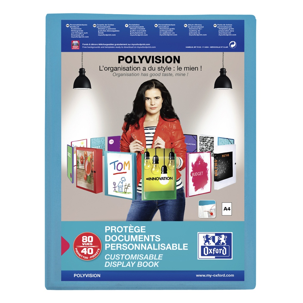 Showalbum Oxford Polyvision A4 40tas PP blauw