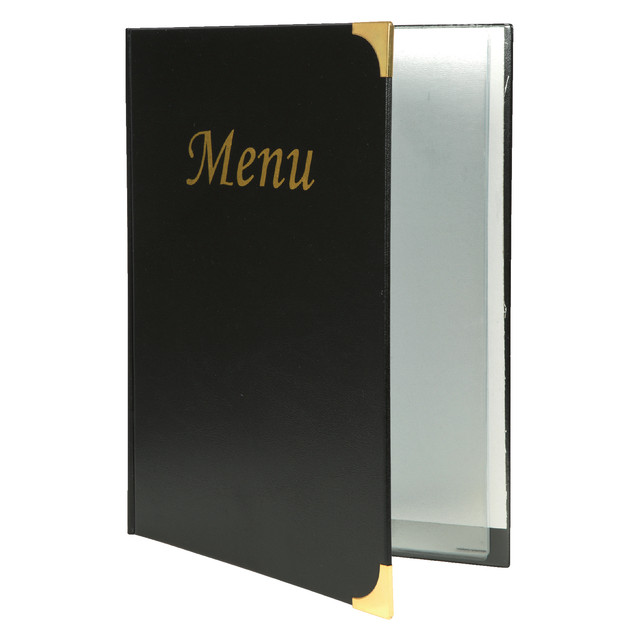 [MC-BRA4-BL] Menukaart Securit A4 4 x 2 tassen zwart