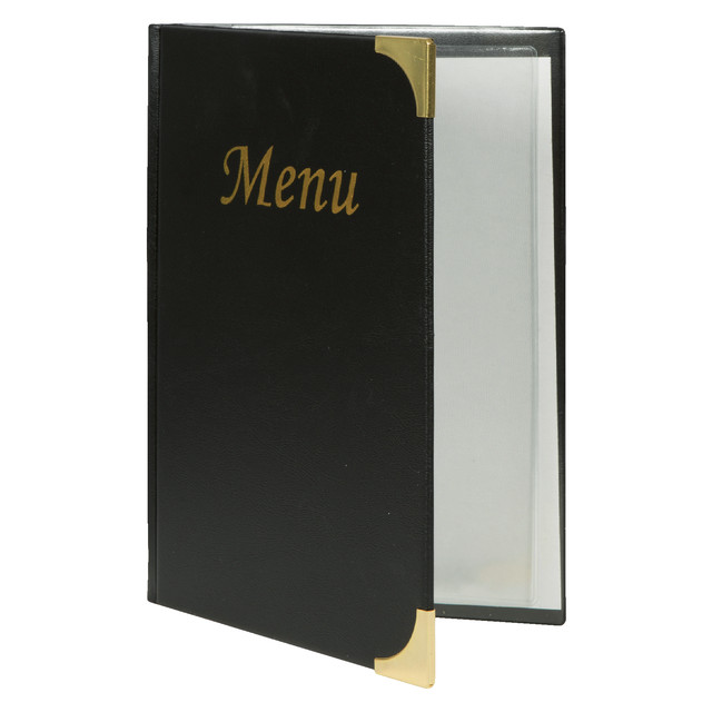 [MC-BRA5-BL] Menukaart Securit A5 4 x 2 tassen zwart