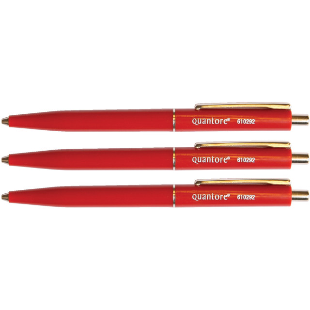 Balpen Quantore drukknop en metalen clip rood