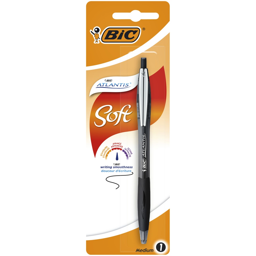 Balpen Bic Atlantis soft clic M zwart