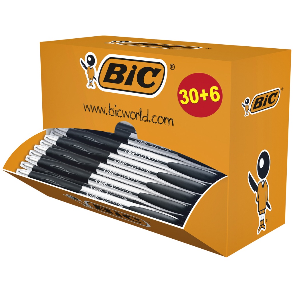 Balpen Bic Atlantis classic grip clic M zwart