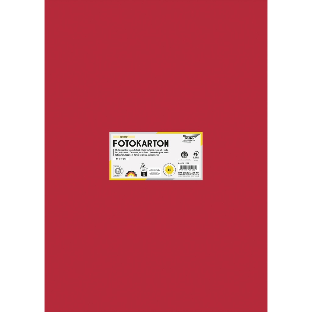 [6120E] Fotokarton Folia 300gr 50x70cm 20 vuurrood
