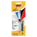 Balpen Bic 3kleuren + vulpotl HB 0.7mm M wit