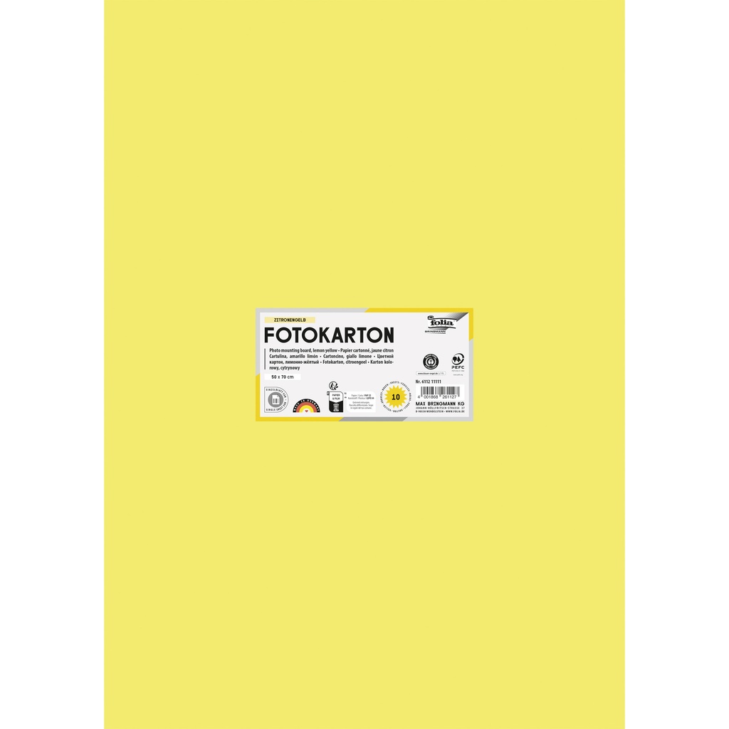[6112E] Fotokarton Folia 300gr 50x70cm 12 citroengeel