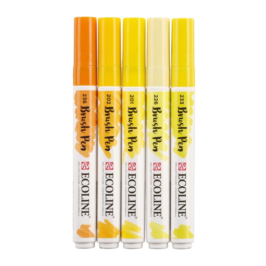 Brushpen Talens Ecoline set 5 stuks geel
