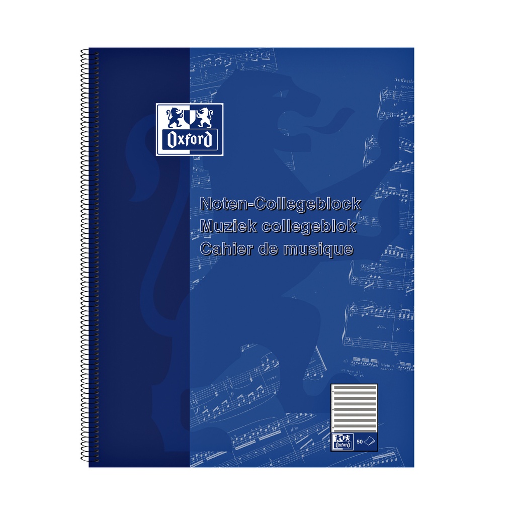 [100050345] Collegeblk Oxf A4+ muziek 4gaats 100pag 80gr blauw