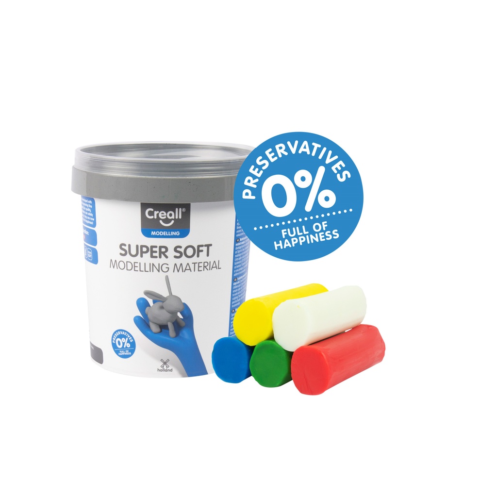 [25070] Klei Creall supersoft rood/blauw/groen/geel/wit