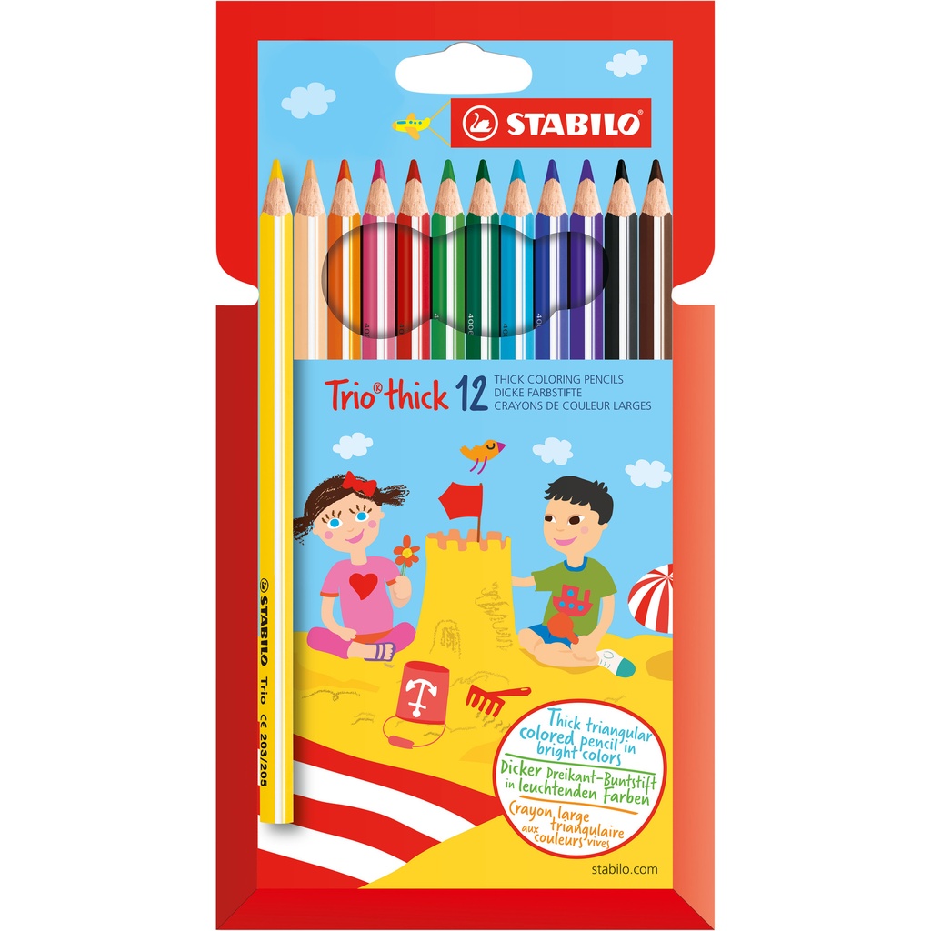 [203/12-01] Kleurpotlood STABILO 203 Trio dik 12st assorti