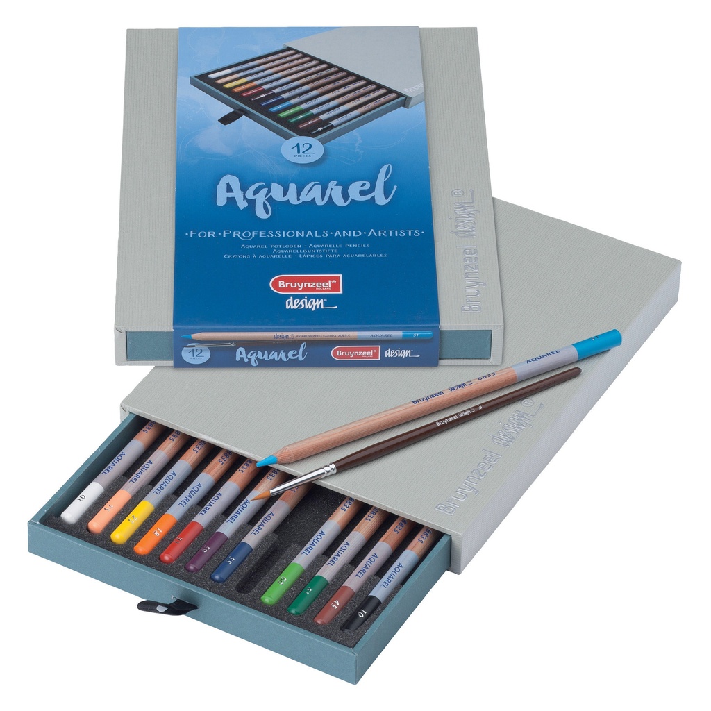 Aquarelpotlood Bruynzeel Design set 12 kleuren