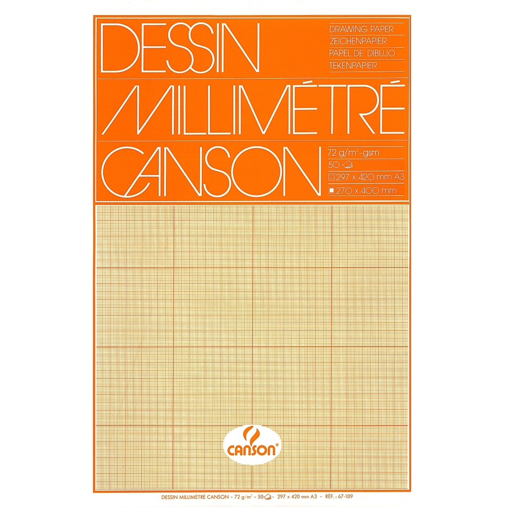 [200067109] Millimeterpapier Canson bruingeel bedrukt A3 wit