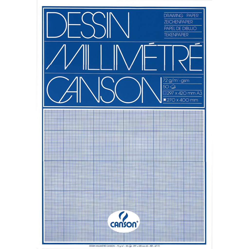 [200067111] Millimeterpapier Canson lichtblauw bedrukt A3 wit