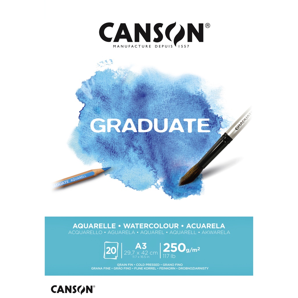 Aquarelpapier Canson Graduate 20vel 250gr A3 wit