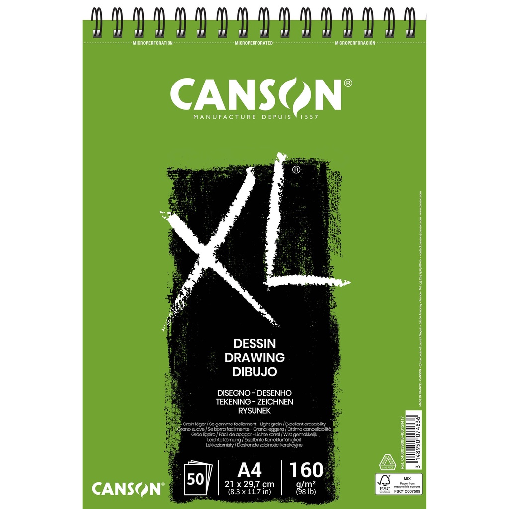 [400039088] Tekenpapier Canson XL Drawing 50vel 160gr A4 wit