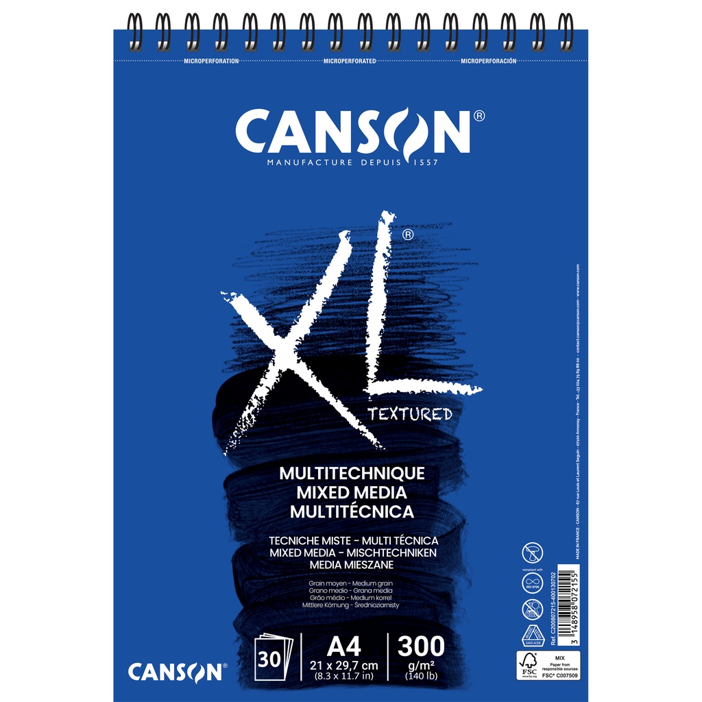 [200807215] Mixed mediapapier Canson XL Textured 300gr A4 wit