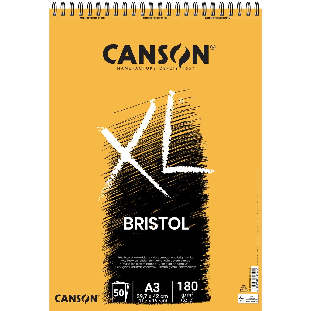 [C31078A022] Bristolpapier Canson XL 50vel 180gr A3 extra wit